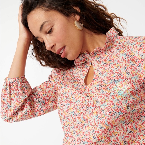 J.Crew Long-sleeve ruffleneck top in Liberty® Phoebe floral - NWT - Picture 3 of 8